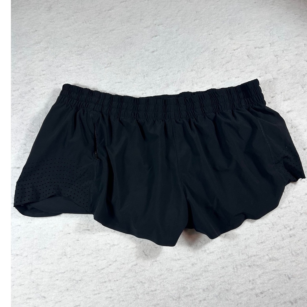 Athleta Hustle 3" Running Shorts Black Perforated Zipper Pocket Womens XL